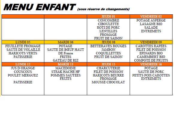 menu e