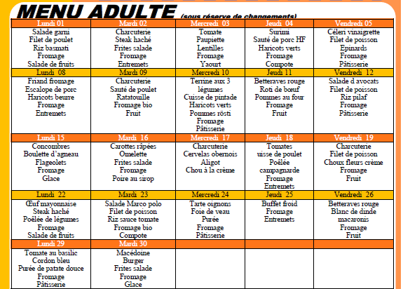 menu